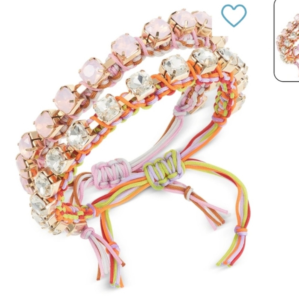 NWT. On 34th Gold Tone 2
Piece Crystal Cord Slider Bracelet Set MSRP $49.